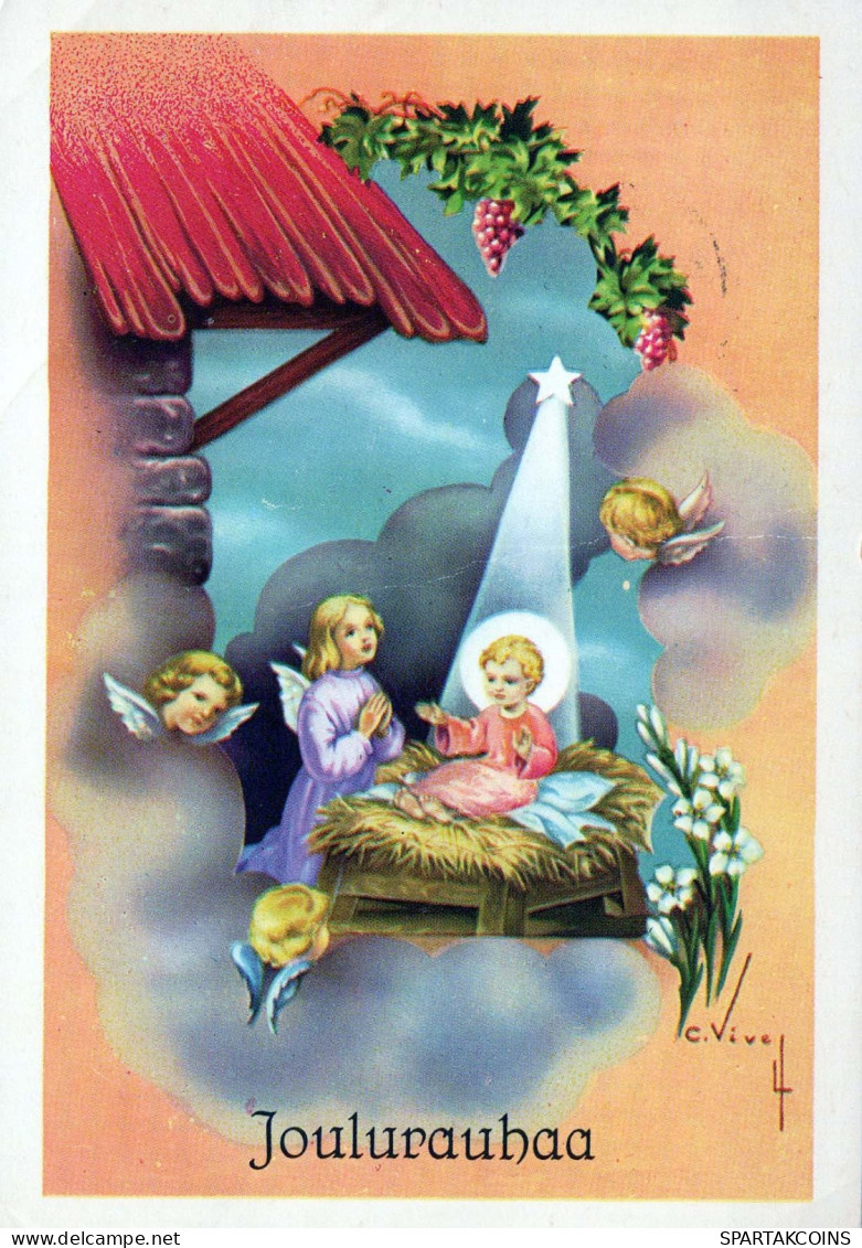 ANGEL Christmas Baby JESUS Vintage Postcard CPSM #PBP287.A - Angels