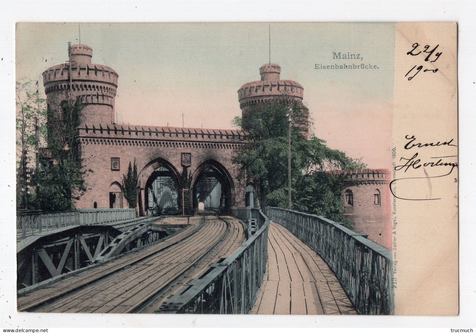 51 - MAINZ - Eisenbahnbrücke *1900* Colorisée* - Mainz