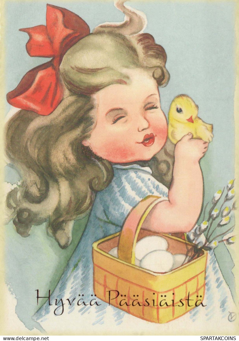 OSTERN KINDER EI Vintage Ansichtskarte Postkarte CPSM #PBO230.A - Ostern