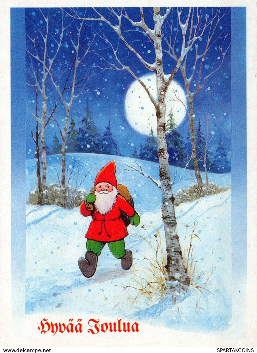 PÈRE NOËL Bonne Année Noël GNOME Vintage Carte Postale CPSM #PBO084.A - Santa Claus