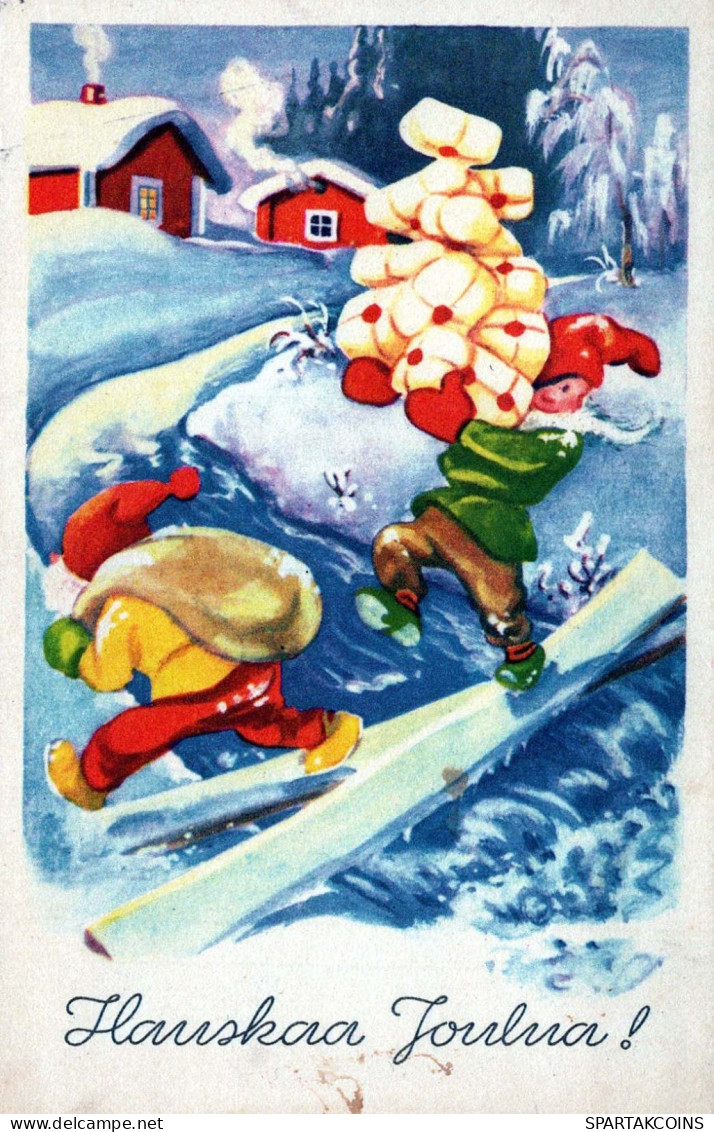 PÈRE NOËL Bonne Année Noël GNOME Vintage Carte Postale CPSMPF #PKD353.A - Santa Claus