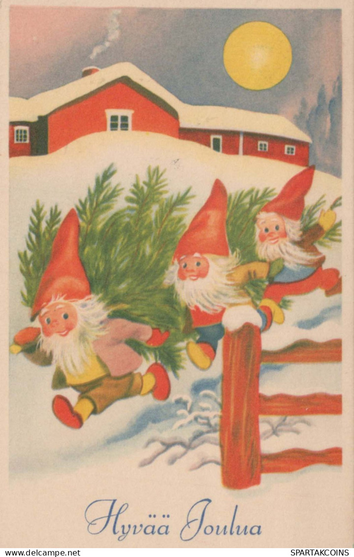 PÈRE NOËL Bonne Année Noël GNOME Vintage Carte Postale CPSMPF #PKD338.A - Santa Claus