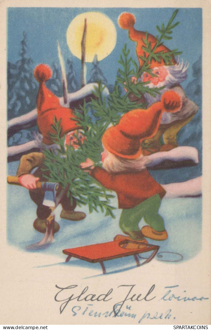 WEIHNACHTSMANN SANTA CLAUS Neujahr Weihnachten GNOME Vintage Ansichtskarte Postkarte CPSMPF #PKD244.A - Santa Claus