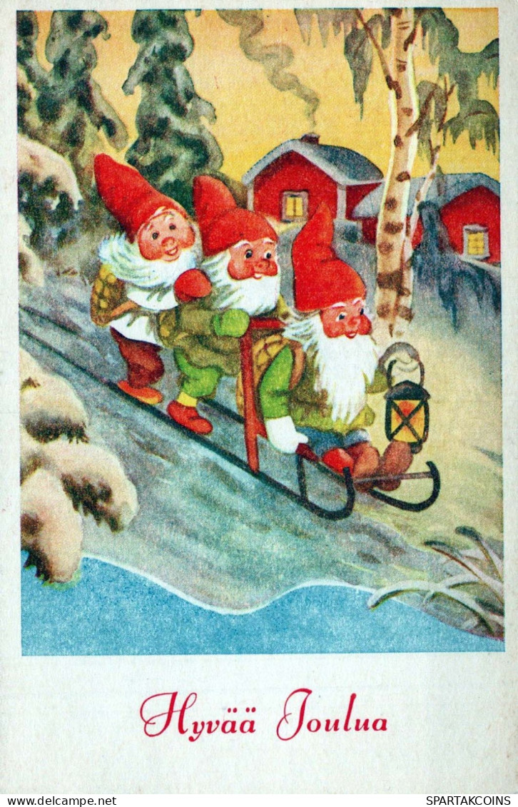 WEIHNACHTSMANN SANTA CLAUS Neujahr Weihnachten GNOME Vintage Ansichtskarte Postkarte CPSMPF #PKD239.A - Santa Claus