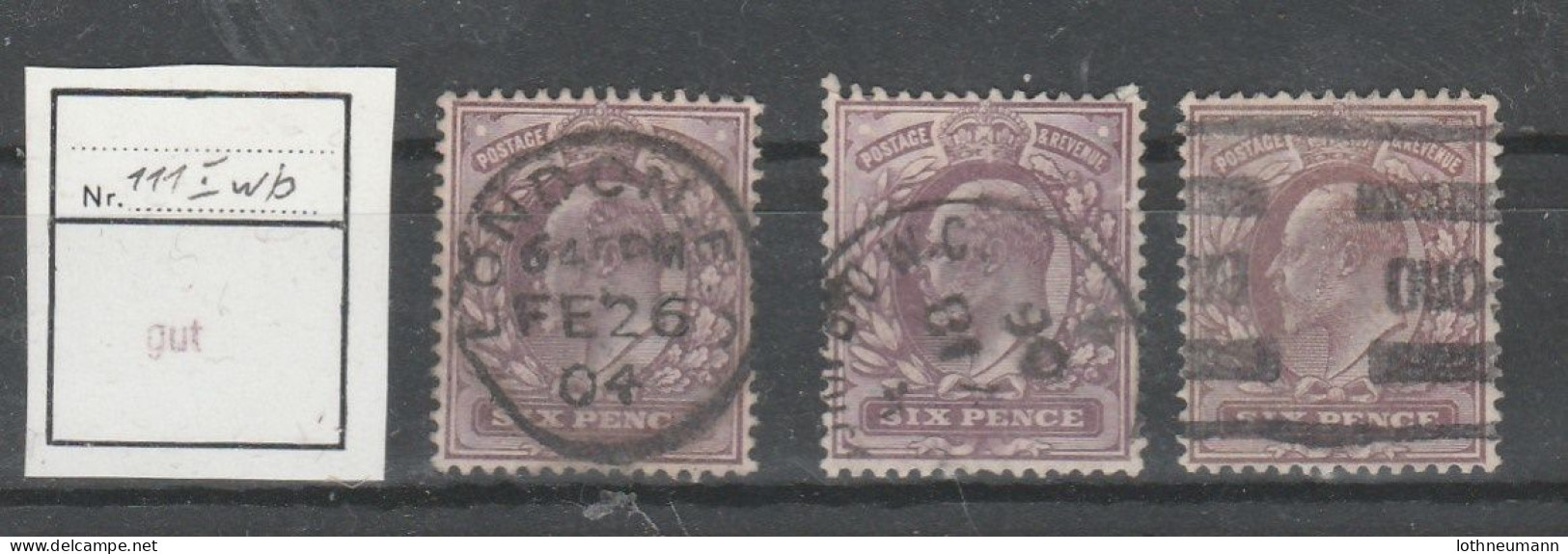 GB1902/06/11: Three Used Items Of 6 D EVII, De La Rueord. A. Chalk-surf. Pap, Somerset, Ord. Pap. Pale Redd. Purp.   O - Usati