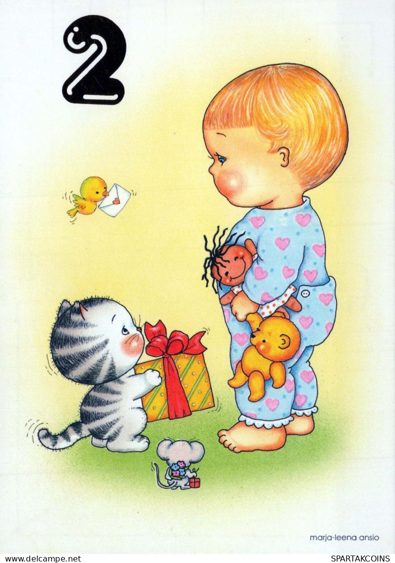HAPPY BIRTHDAY 2 Year Old KID Children Vintage Postcard CPSM #PBU012.A - Anniversaire
