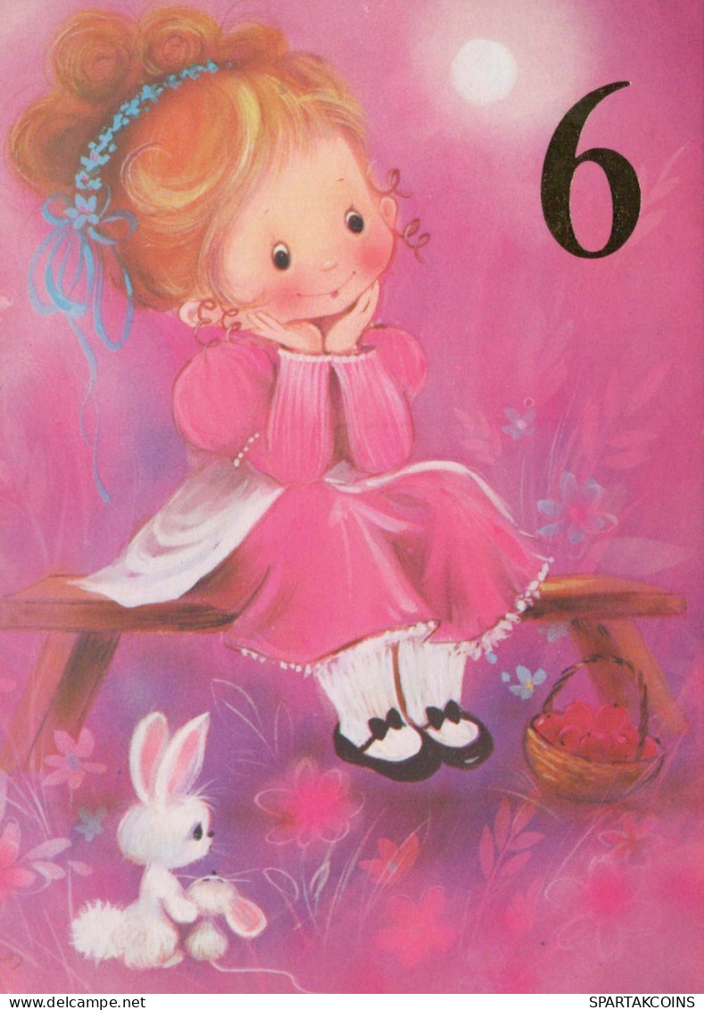 HAPPY BIRTHDAY 6 Year Old GIRL CHILDREN Vintage Postal CPSM #PBT806.A - Compleanni