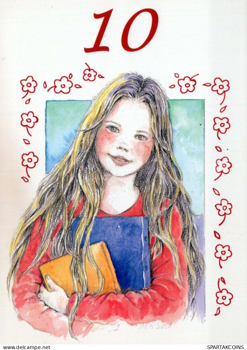 HAPPY BIRTHDAY 10 Year Old GIRL CHILDREN Vintage Postal CPSM #PBT756.A - Anniversaire