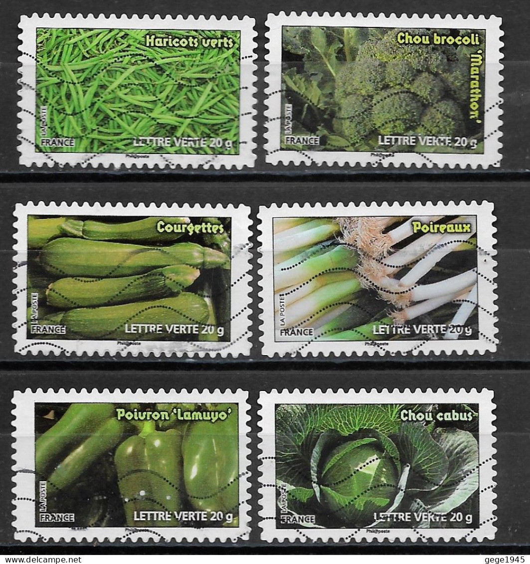 - France 2012  Oblitéré Autoadhésif  N° 742 - 743 - 744  - 746 - 747 - 748  -   Les Légumes - Used Stamps