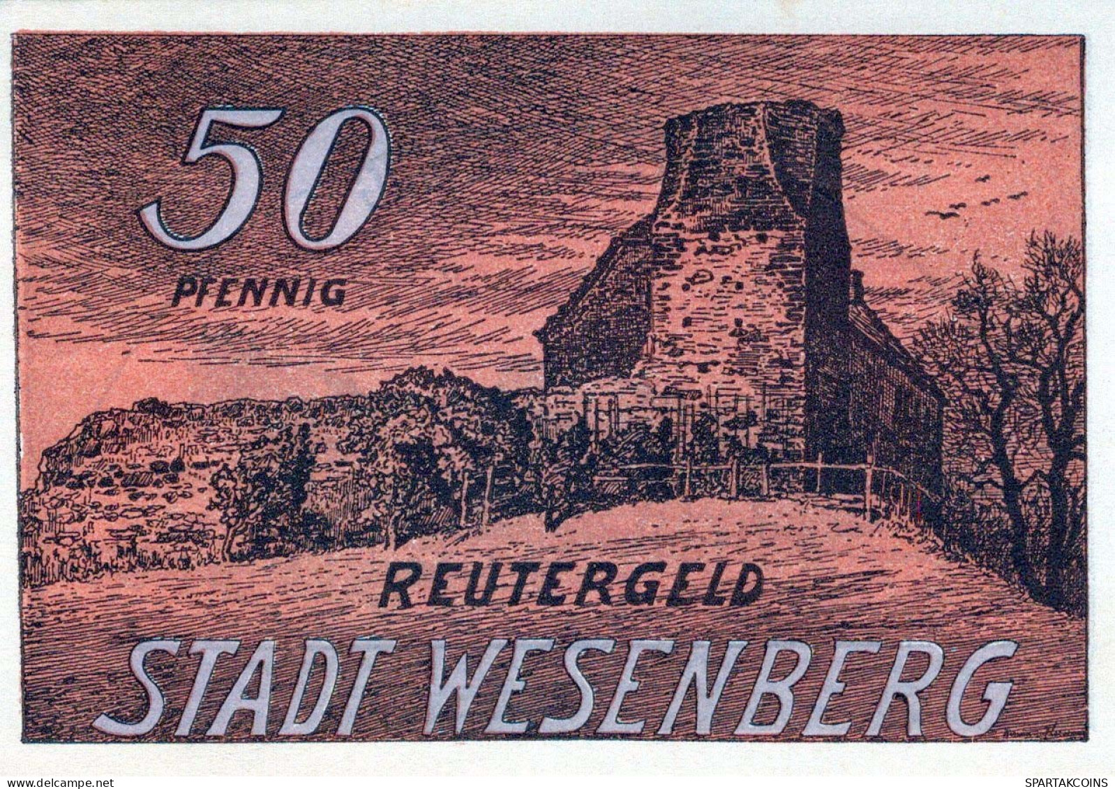50 PFENNIG 1922 Stadt WESENBERG IN MECKLENBURG UNC DEUTSCHLAND #PI685 - [11] Local Banknote Issues