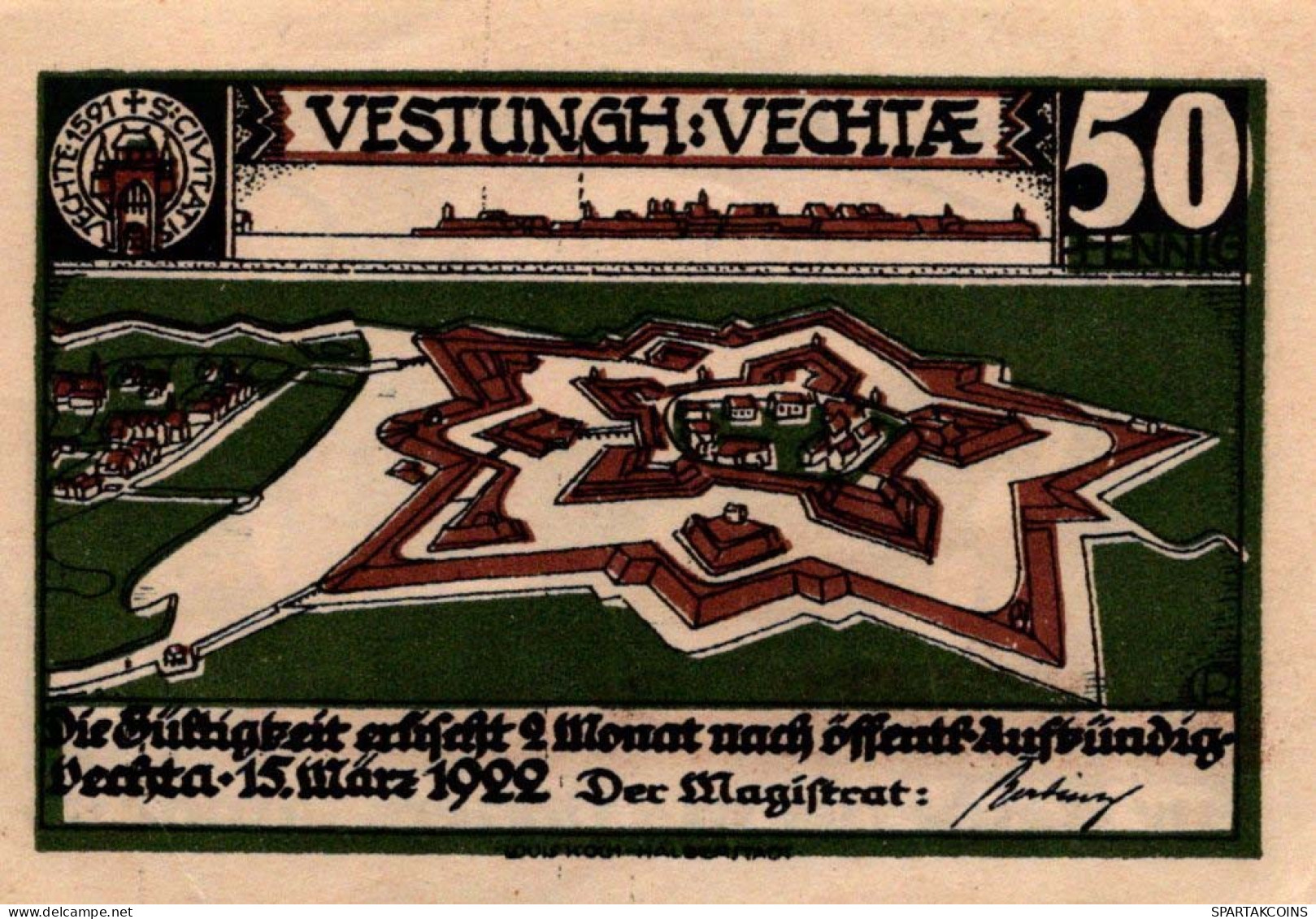 50 PFENNIG 1922 Stadt VECHTA Oldenburg DEUTSCHLAND Notgeld Banknote #PJ105 - [11] Local Banknote Issues