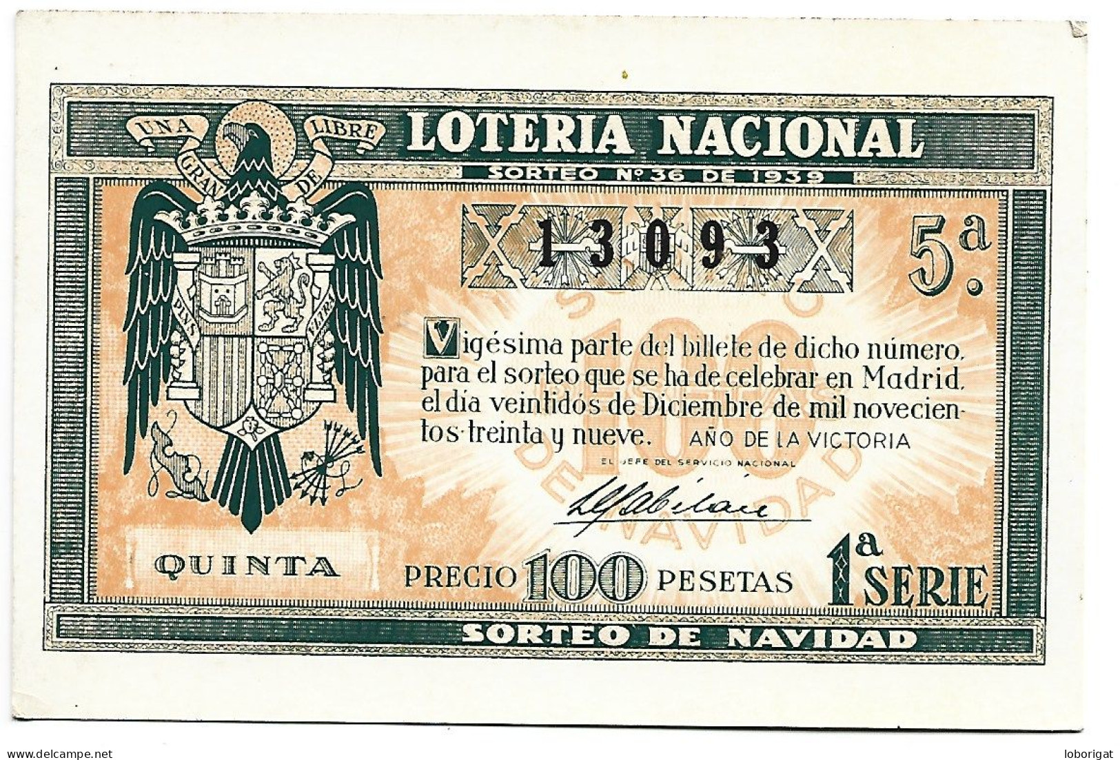 PUBLICIDAD DE LOTERIA NACIONAL, PRIMER PREMIO 22/12/1939 - Publicidad