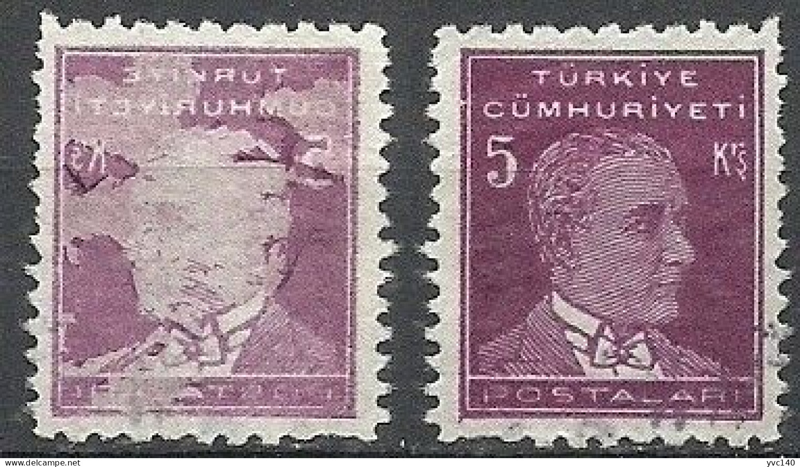 Turkey; 1951 6th Ataturk Issue 5 K. ERROR "Abklatsch Print" - Gebraucht