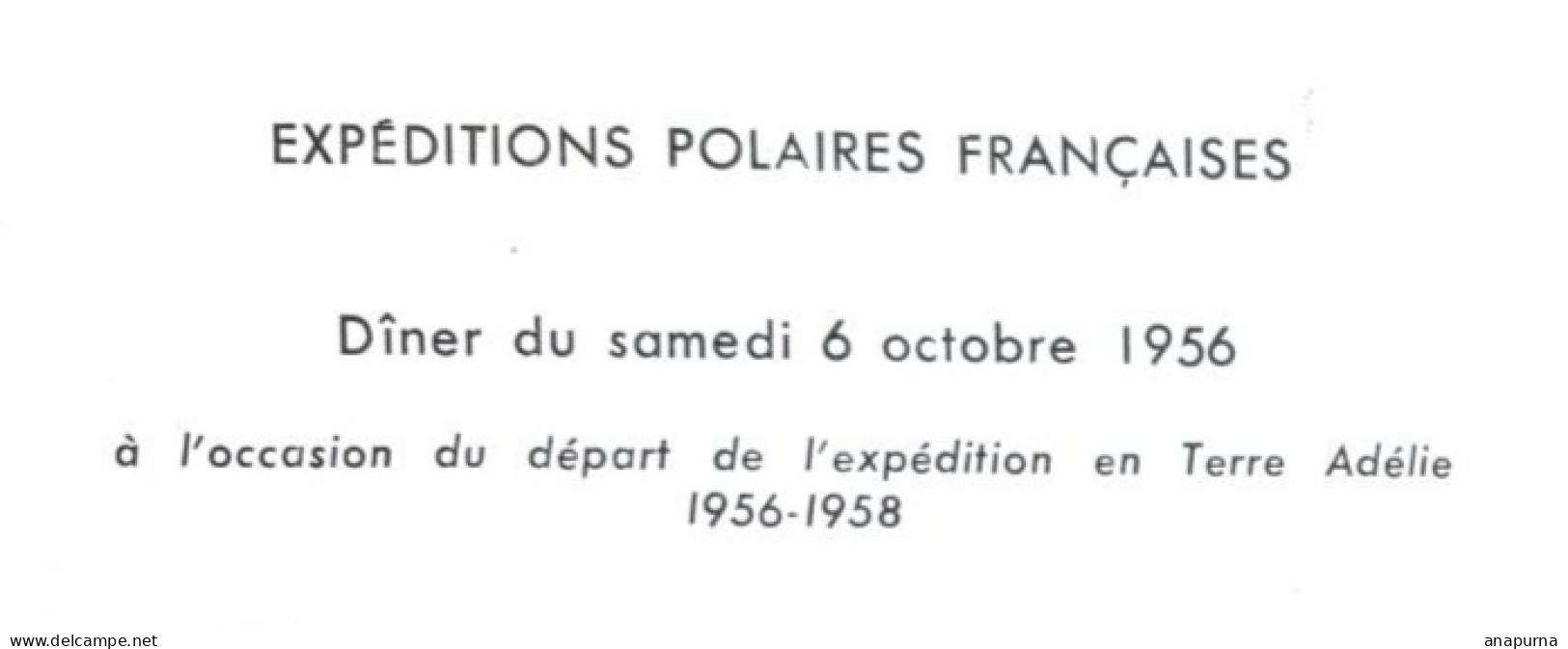 EPF 1956, 2eme Expé AGI,carton Invitation 6 Oct 1956, Départ Norsel 7 Oct Havre, TP TAAF Norsel Obl 7/10/81 - Briefe U. Dokumente