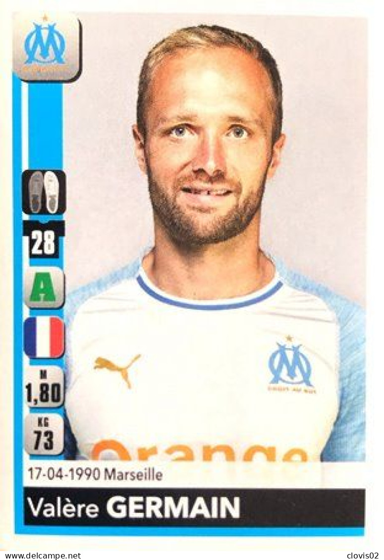 216 Valère Germain - Olympique De Marseille - Panini Foot France 2018-2019 Sticker Vignette - Edición Francesa