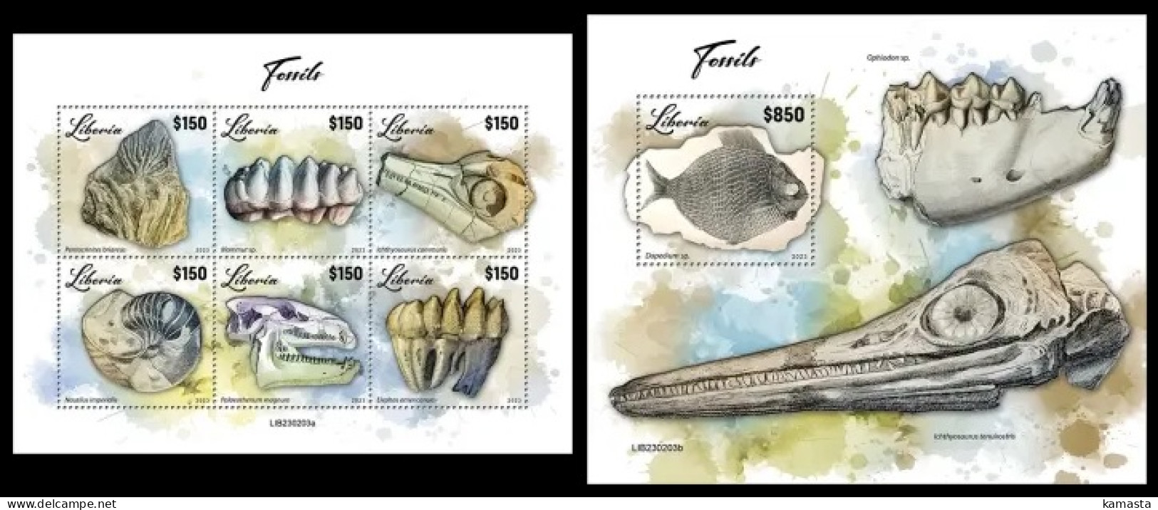 Liberia  2023 Fossils. (203) OFFICIAL ISSUE - Fossilien