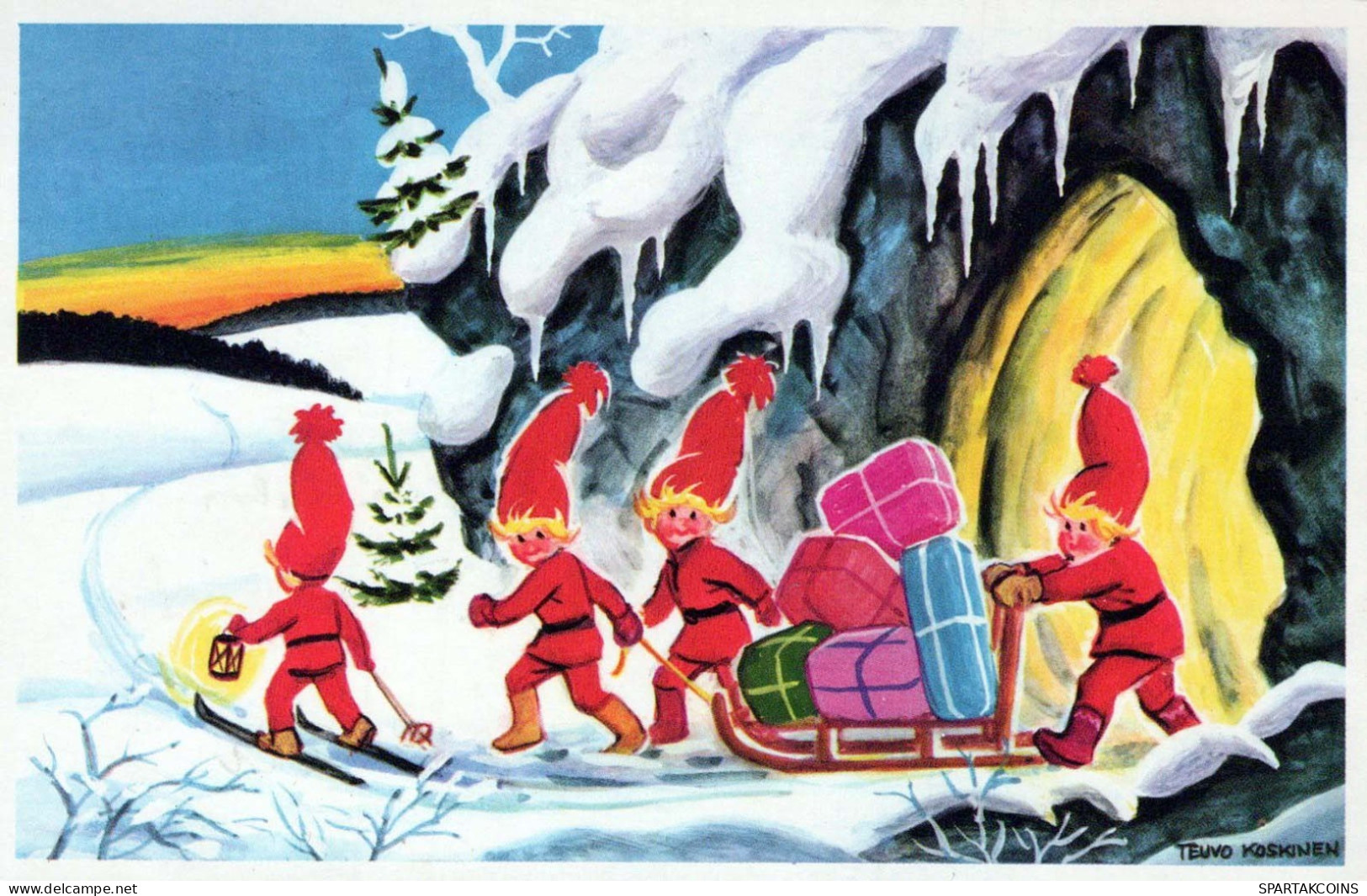 BABBO NATALE Buon Anno Natale GNOME Vintage Cartolina CPSMPF #PKG451.A - Santa Claus