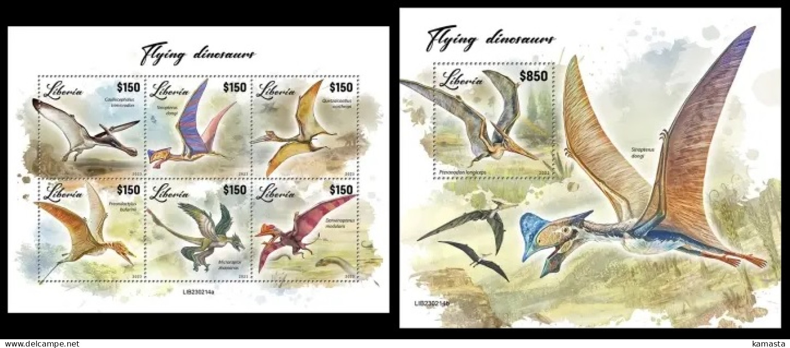 Liberia  2023 Flying Dinosaurs. (214) OFFICIAL ISSUE - Prehistorics