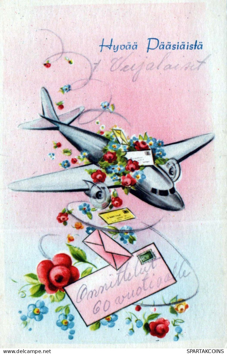OSTERN FLOWERS Vintage Ansichtskarte Postkarte CPA #PKE470.A - Ostern