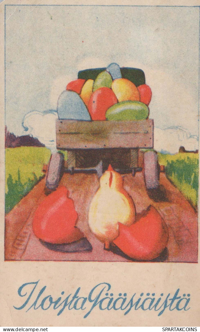 PASQUA FIORI POLLO UOVO Vintage Cartolina CPA #PKE458.A - Easter