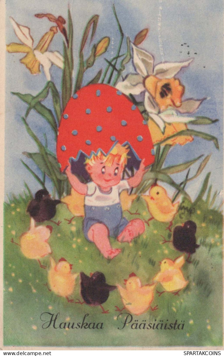 EASTER CHILDREN EGG Vintage Postcard CPA #PKE346.A - Pâques