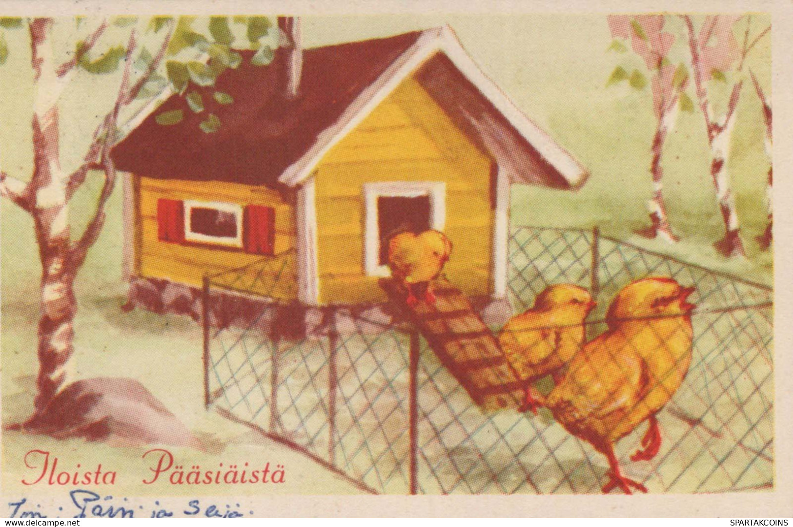 OSTERN HUHN EI Vintage Ansichtskarte Postkarte CPA #PKE375.A - Pâques