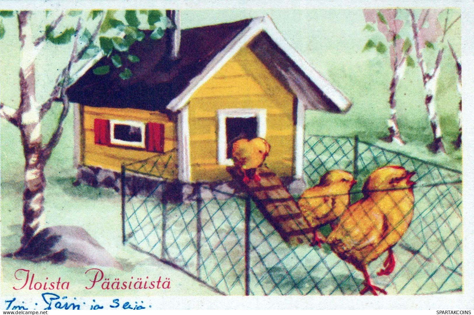 OSTERN HUHN EI Vintage Ansichtskarte Postkarte CPA #PKE375.A - Pâques