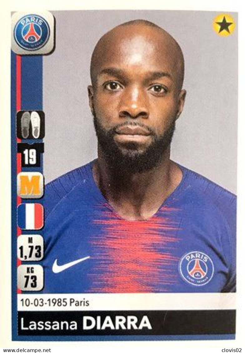 362 Lassana Diarra - Paris Saint-Germain - Panini Foot France 2018-2019 Sticker Vignette - Edition Française