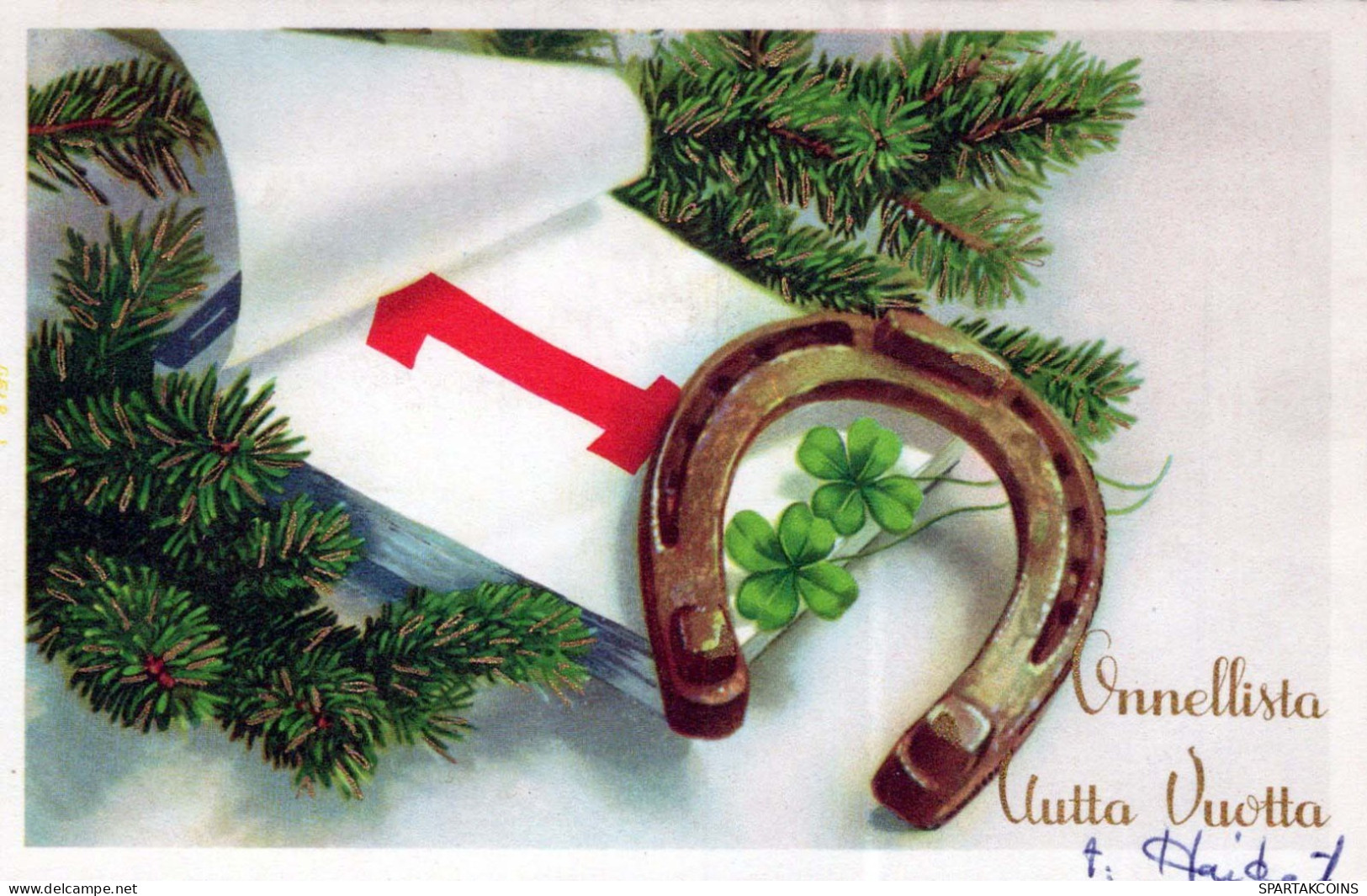 Neujahr Weihnachten PFERDSHOE Vintage Ansichtskarte Postkarte CPSMPF #PKD714.A - Nieuwjaar