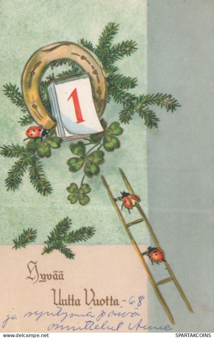 Buon Anno Natale CAVALLOSHOE Vintage Cartolina CPSMPF #PKD682.A - Nieuwjaar