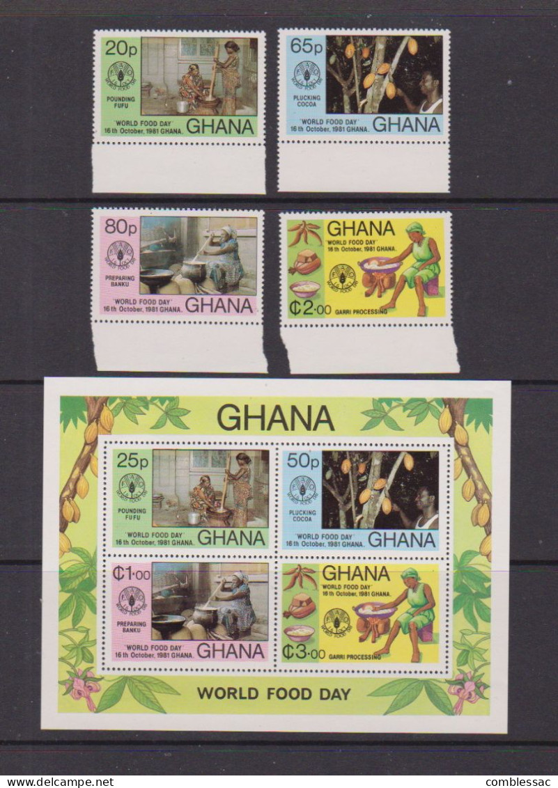 GHANA    1981      World  Food  Day  Set  Of  4  +  Sheetlet    MNH - Ghana (1957-...)