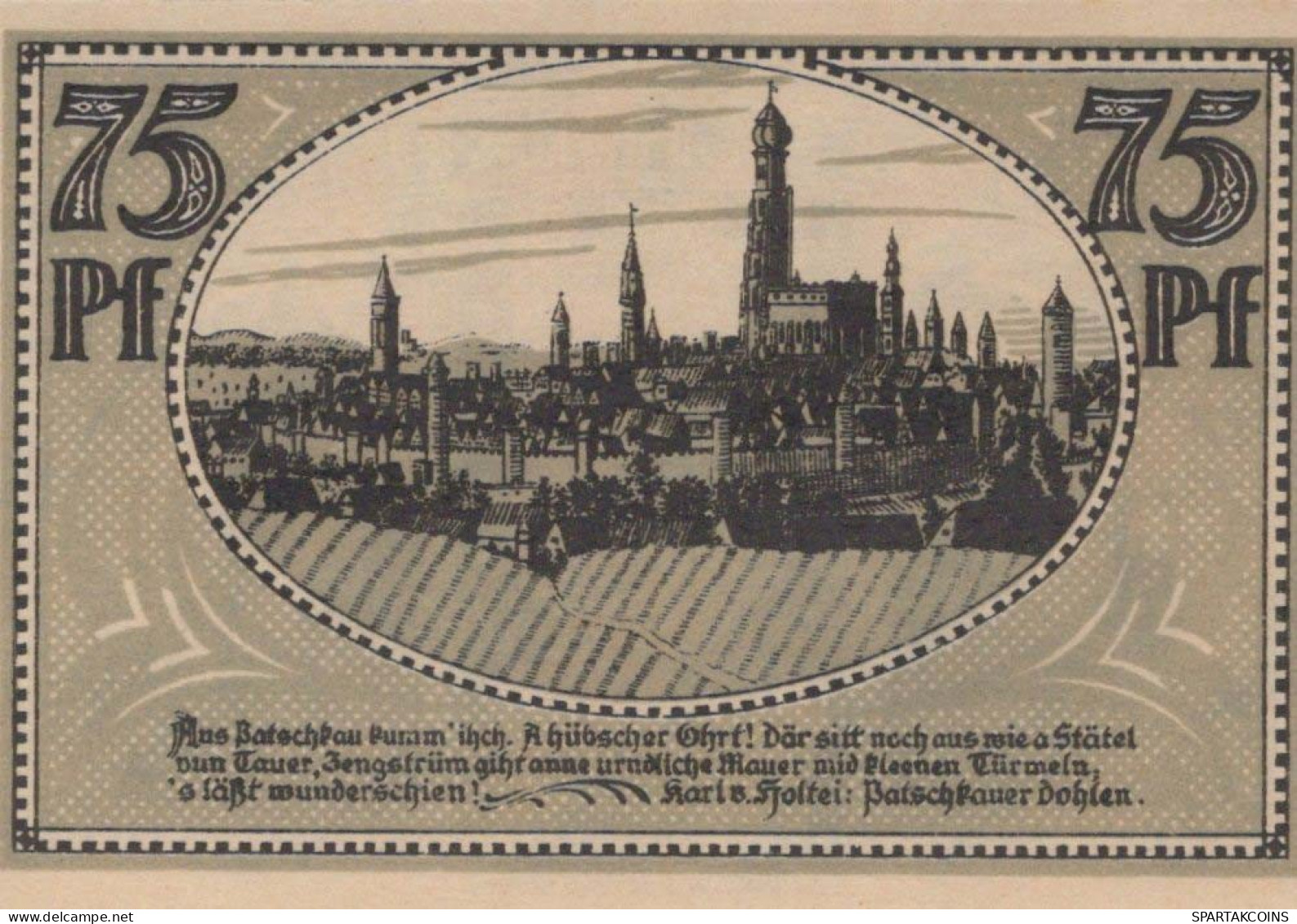 75 PFENNIG 1914-1924 Stadt PATSCHKAU Oberen Silesia DEUTSCHLAND Notgeld #PD548 - Lokale Ausgaben