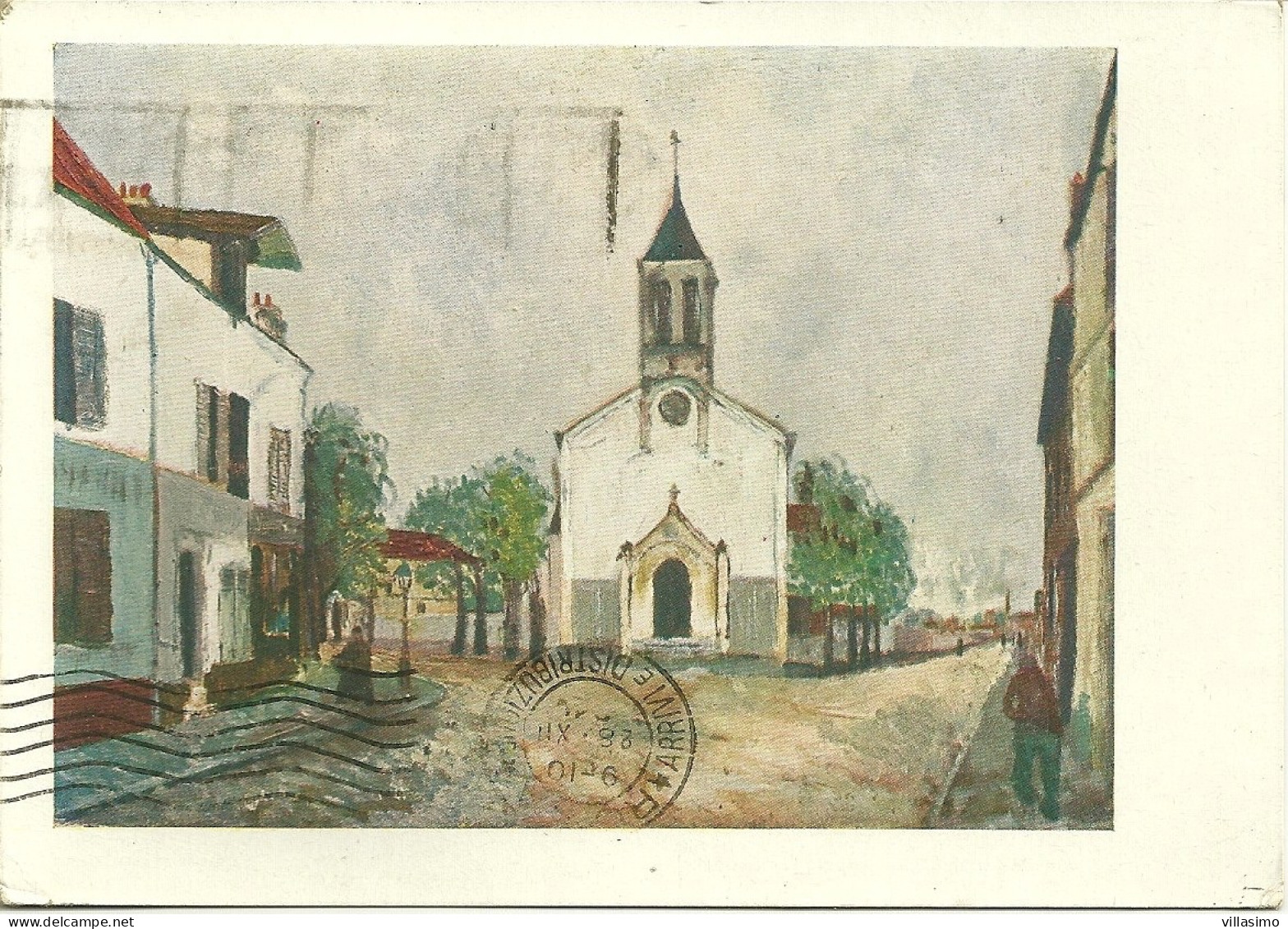 La Chiesa Di Villetaneuse - Maurice Utrillo - Galleria “La Bussola” - Foto Del Dipinto - V.G. 1948 - Schilderijen