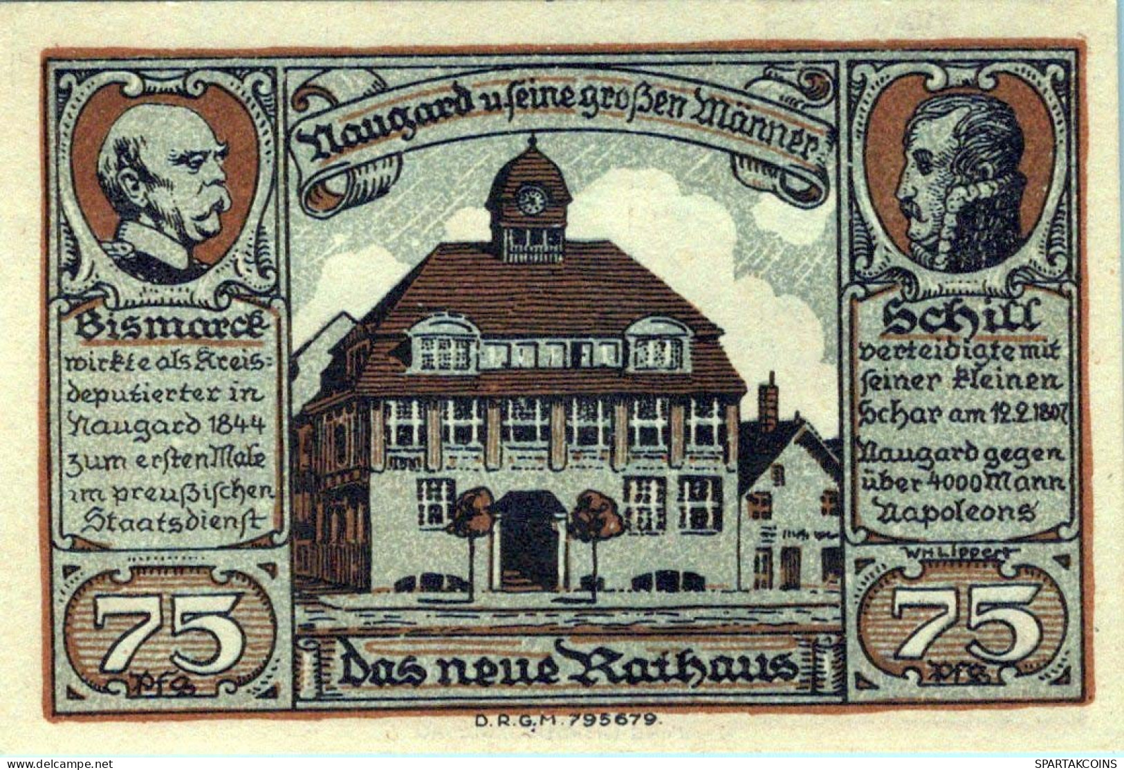 75 PFENNIG 1914-1924 Stadt NAUGARD Pomerania UNC DEUTSCHLAND Notgeld #PD240 - Lokale Ausgaben