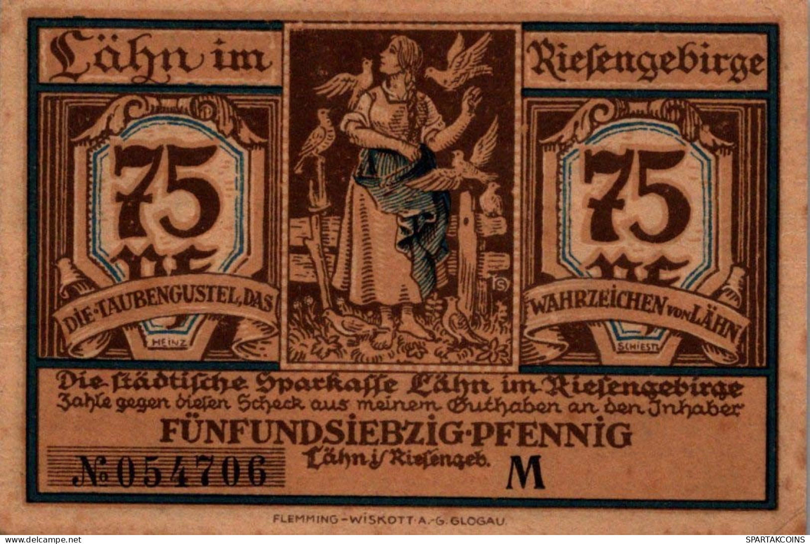 75 PFENNIG 1914-1924 Stadt LÄHN Niedrigeren Silesia UNC DEUTSCHLAND Notgeld #PD220 - Lokale Ausgaben