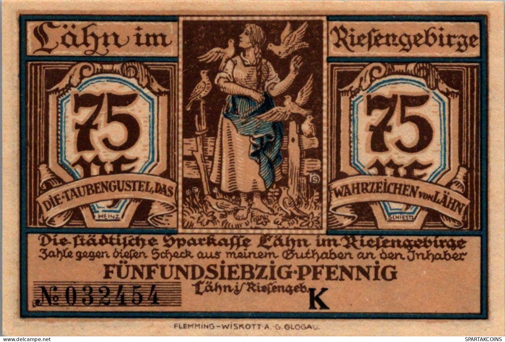 75 PFENNIG 1914-1924 Stadt LÄHN Niedrigeren Silesia UNC DEUTSCHLAND Notgeld #PD209 - Lokale Ausgaben