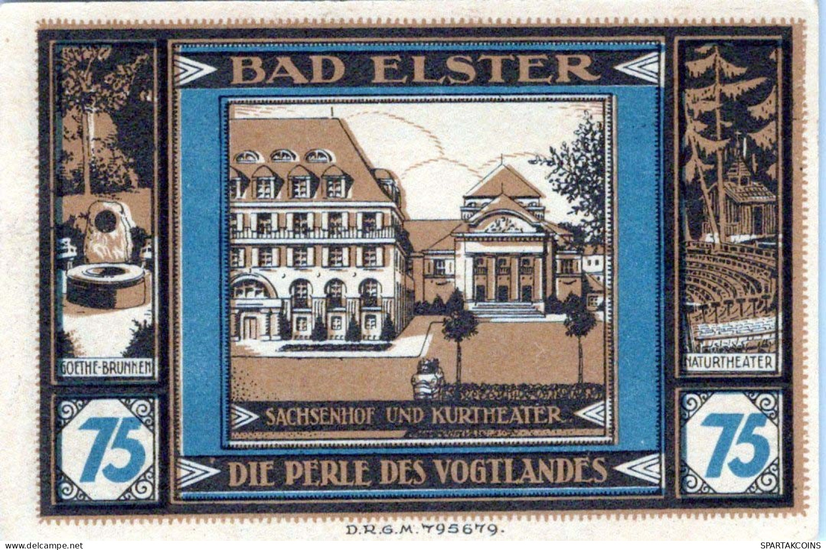 75 PFENNIG 1914-1924 Stadt BAD ELSTER Saxony UNC DEUTSCHLAND Notgeld #PB211 - Lokale Ausgaben