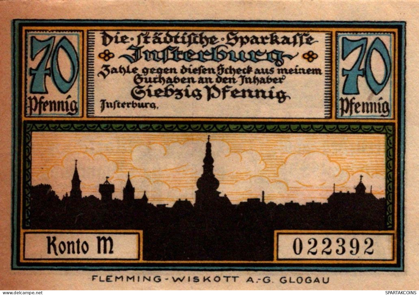 70 PFENNIG Stadt INSTERBURG East PRUSSLAND UNC DEUTSCHLAND Notgeld Banknote #PI788 - Lokale Ausgaben