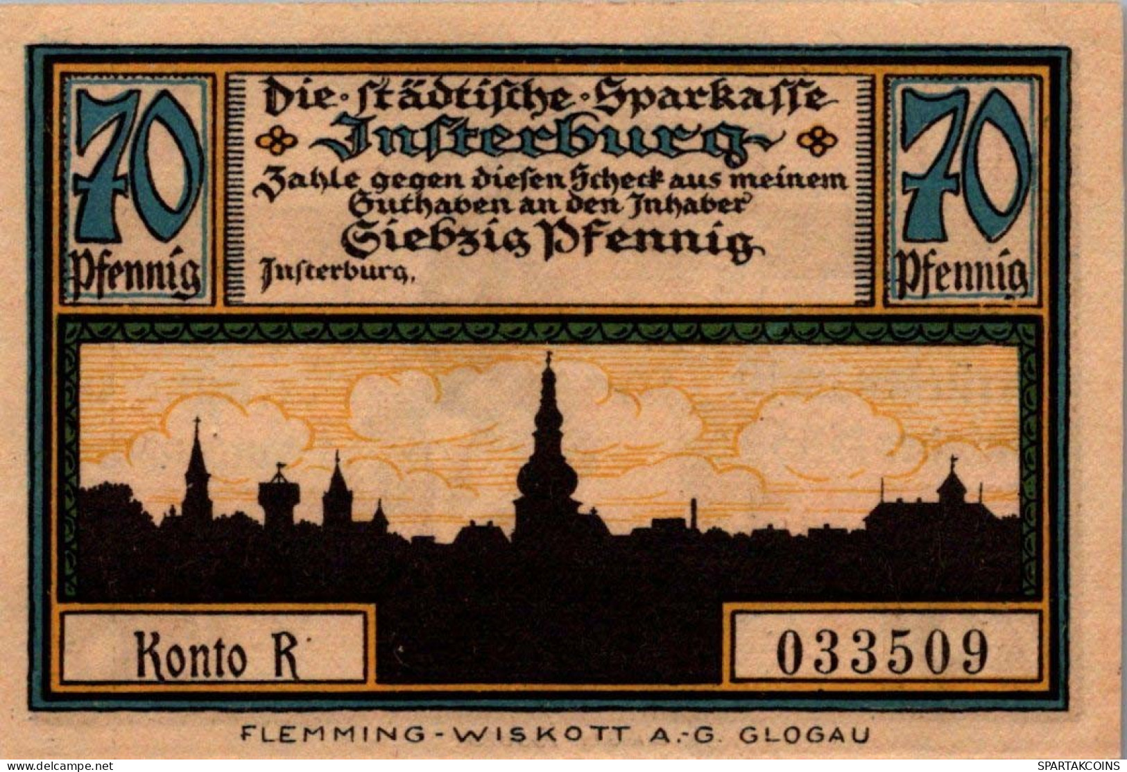 70 PFENNIG 1914-1924 Stadt INSTERBURG East PRUSSLAND UNC DEUTSCHLAND #PD150 - Lokale Ausgaben
