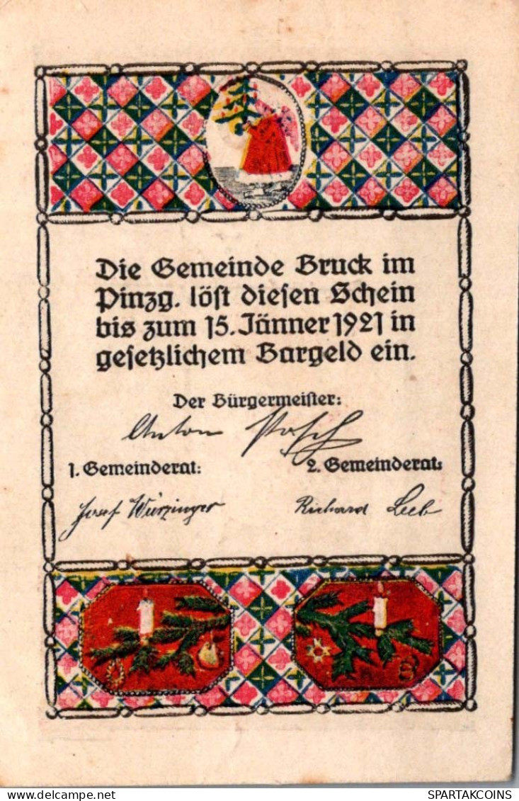 60 HELLER 1921 Stadt BRUCK IM PINZGAU Salzburg UNC Österreich Notgeld #PH368 - Lokale Ausgaben