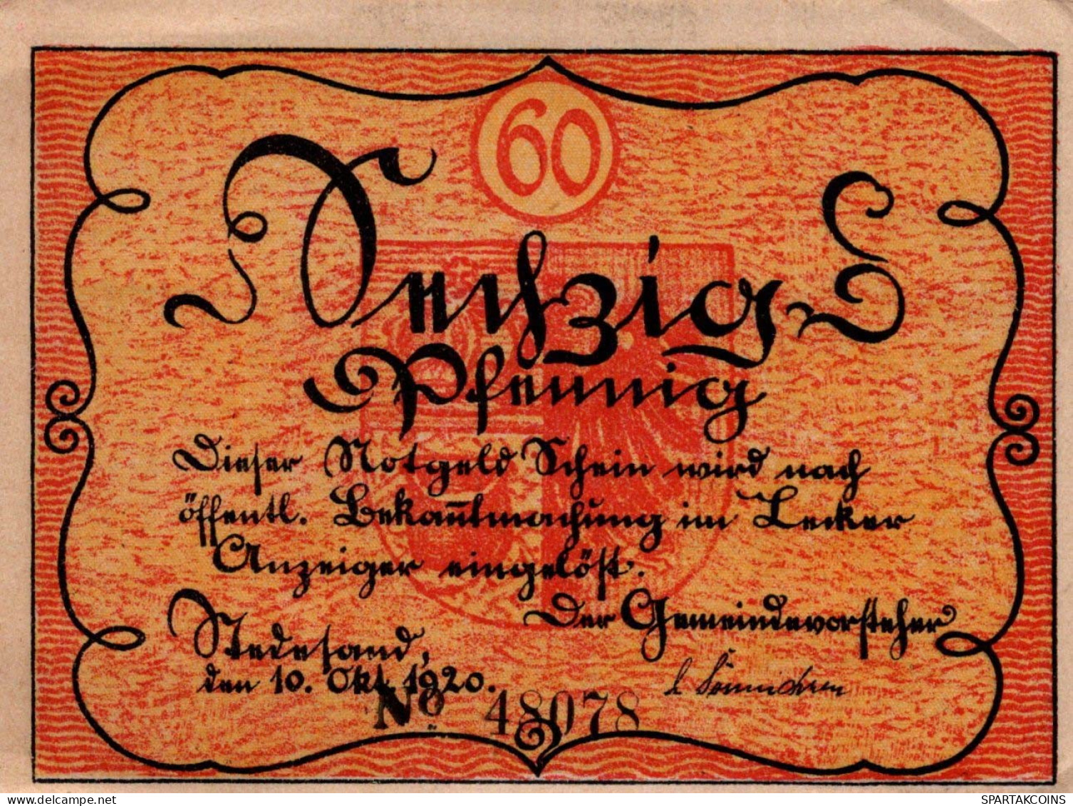 60 PFENNIG 1920 Stadt STEDESAND Schleswig-Holstein UNC DEUTSCHLAND #PH492 - Lokale Ausgaben
