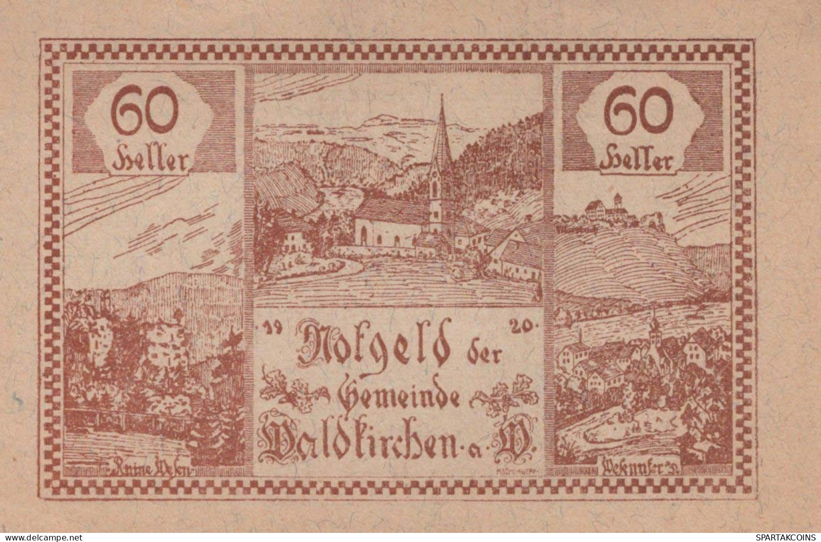 60 HELLER 1920 Stadt WALDKIRCHEN AM WESEN Oberösterreich Österreich #PF747 - Lokale Ausgaben