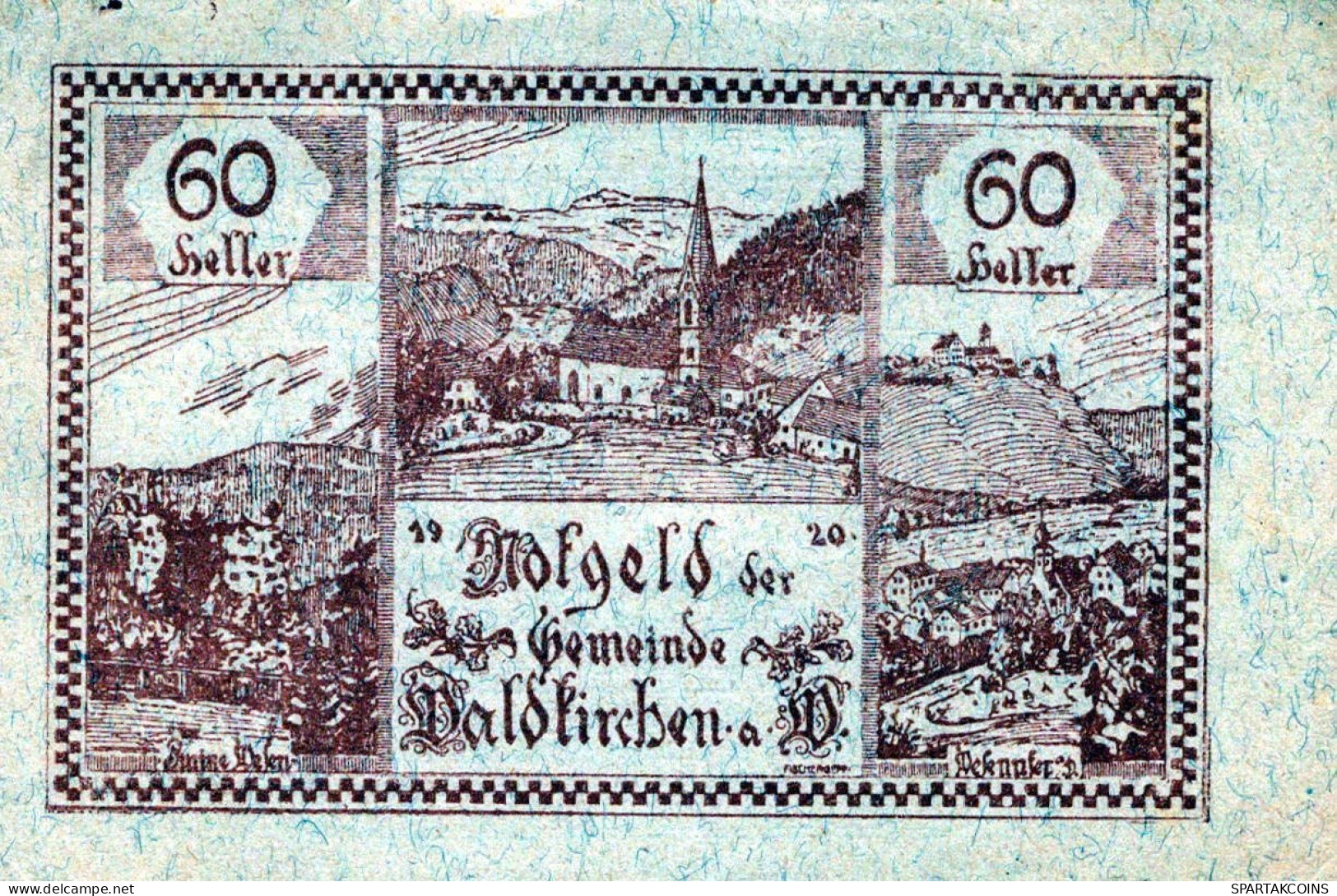 60 HELLER 1920 Stadt WALDKIRCHEN AM WESEN Oberösterreich Österreich #PI286 - Lokale Ausgaben