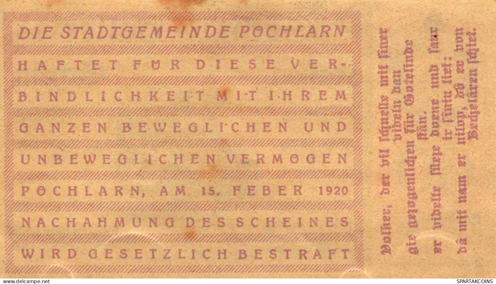 60 HELLER 1920 Stadt PoCHLARN Niedrigeren Österreich Notgeld Banknote #PE320 - Lokale Ausgaben