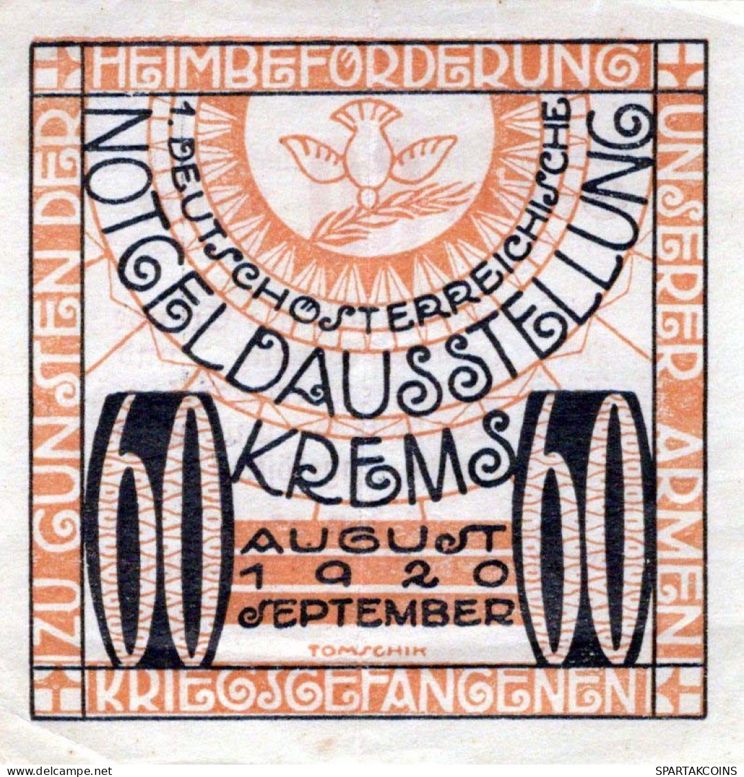 60 HELLER 1920 Stadt KREMS AN DER DONAU Niedrigeren Österreich Notgeld #PD699 - Lokale Ausgaben