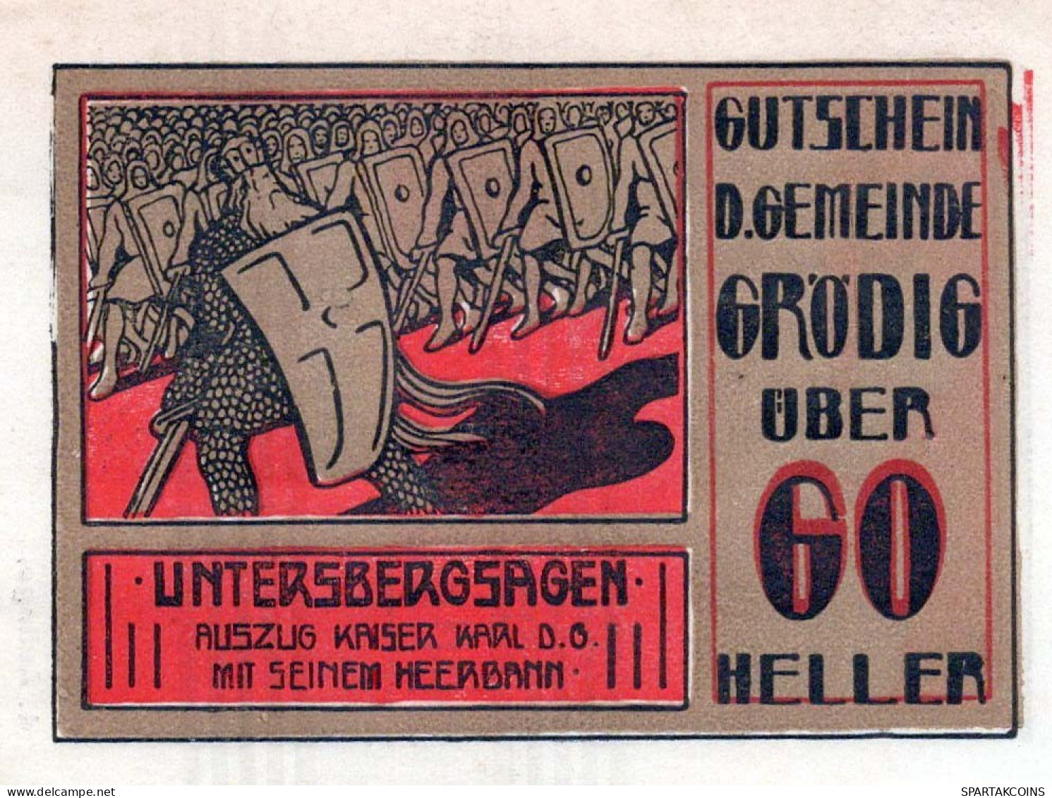 60 HELLER 1920 Stadt GRoDIG Salzburg Österreich Notgeld Banknote #PE918 - Lokale Ausgaben