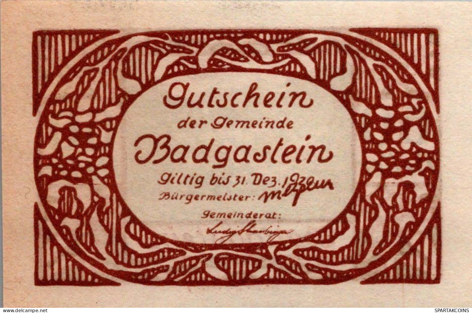 60 HELLER 1920 Stadt BAD GASTEIN Salzburg Österreich Notgeld Banknote #PF362 - Lokale Ausgaben