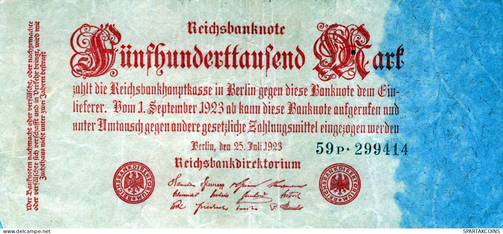 500000 MARK 1923 Stadt BERLIN DEUTSCHLAND Notgeld Papiergeld Banknote #PK799 - [11] Emisiones Locales