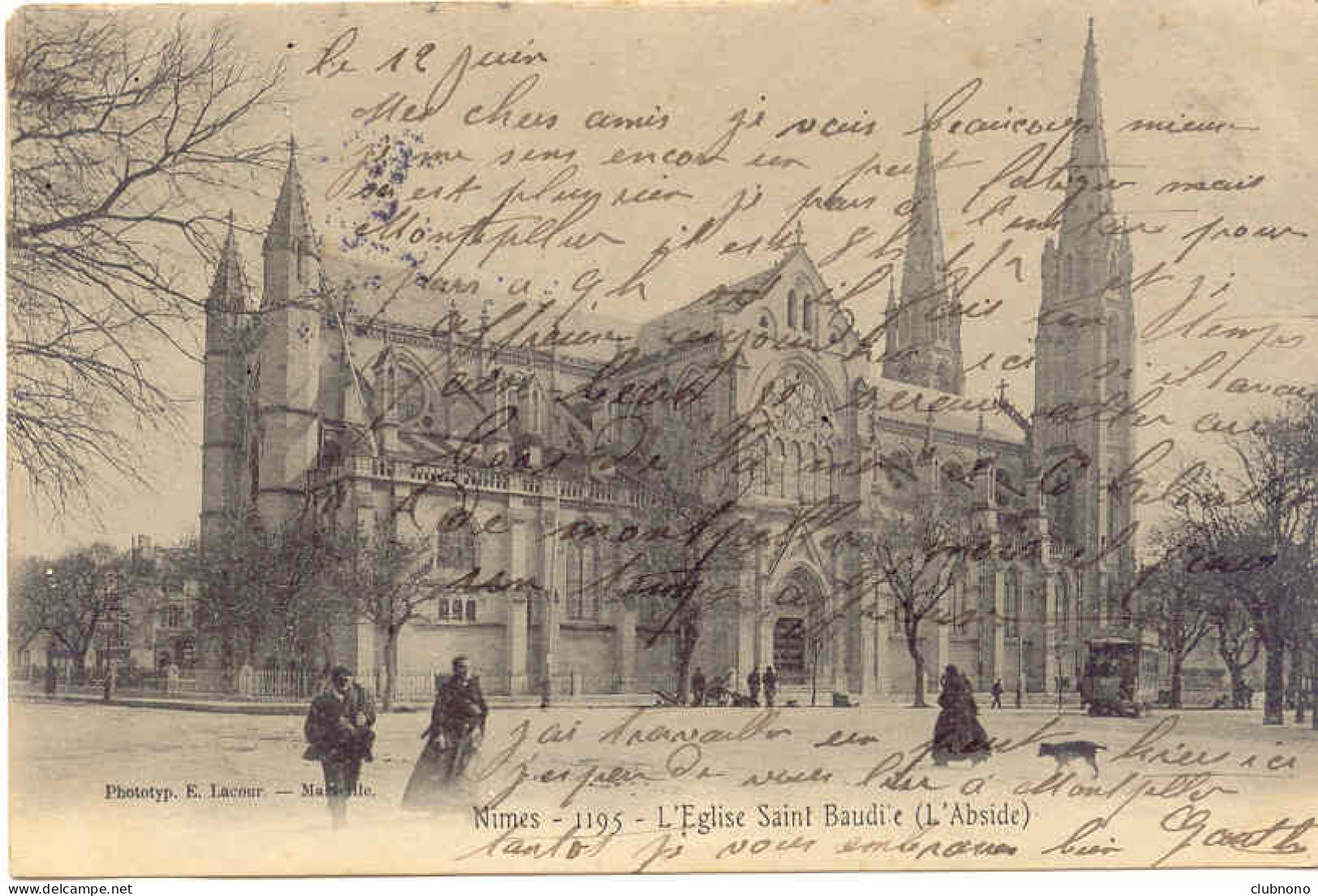 CPA - NIMES - L'EGLISE SAINT BAUDILE - BELLE ANIMATION - PRECURSEUR - Notre-Dame-de-la-Rouvière