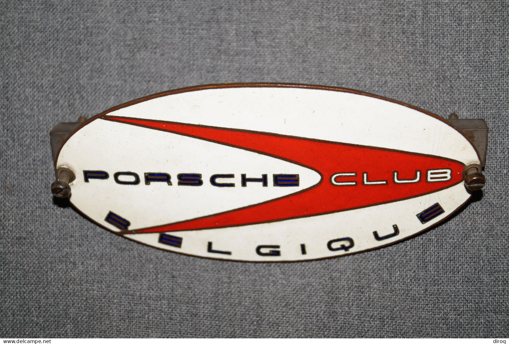 RARE Ancienne Plaque émaillé Porsche Club Belgique,très Bel état,original,ancienne,120 Mm./55 Mm. - Automóviles